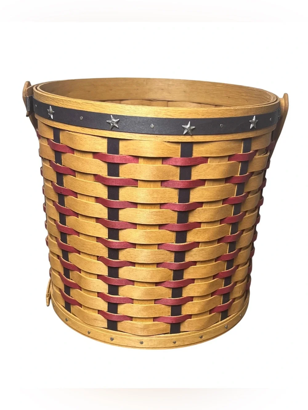Longaberger 2004 Vintage Proudly American Ice Bucket Basket Set Lid w/ Star Knob